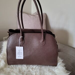 Lilium Firenze Brown Pebble Leather Handbag